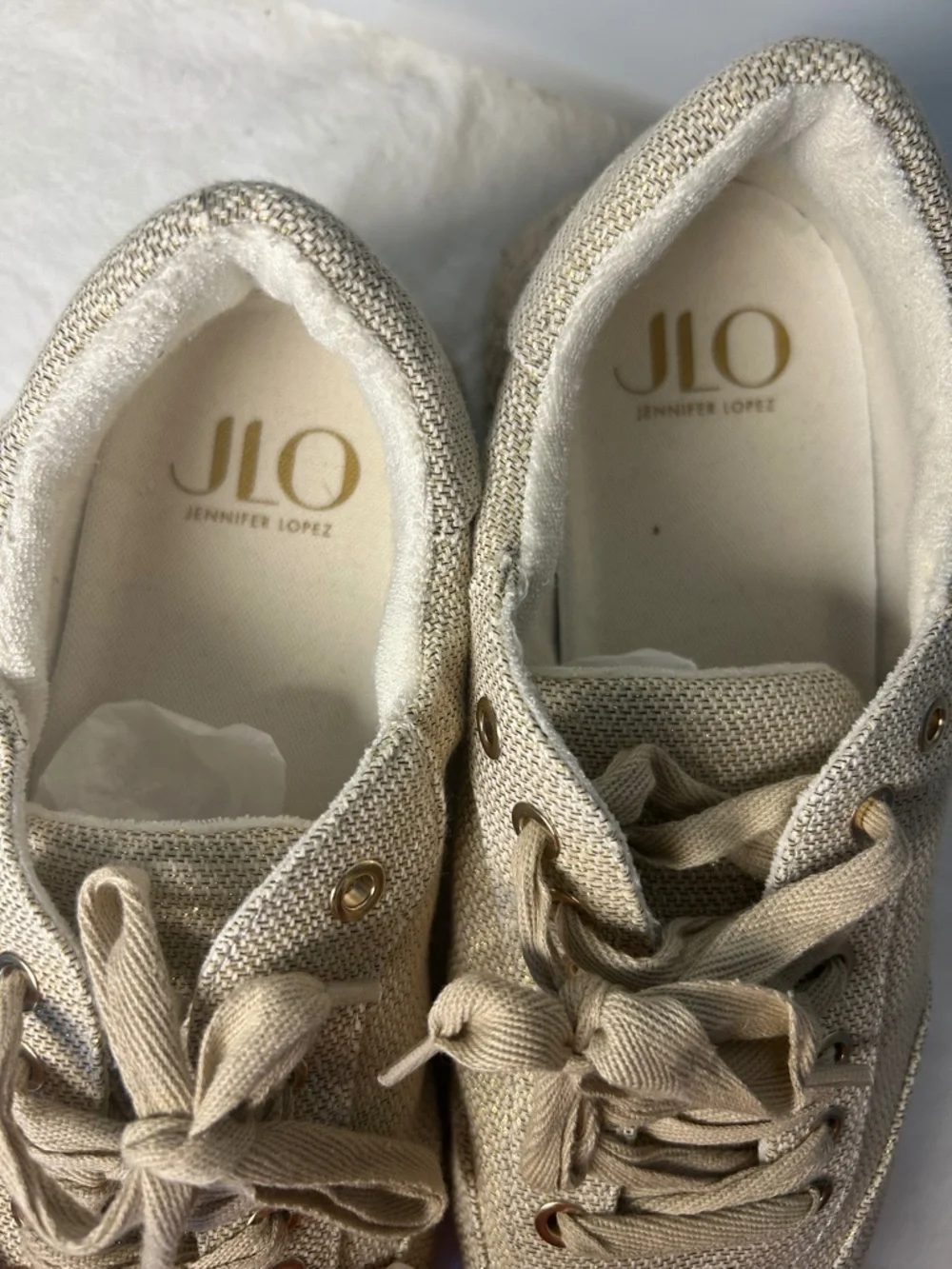 JLO Jennifer Lopez Lonlan Comfort Sneakers Women's Size 10M Tan/gold